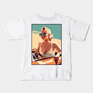 Retro Woman Driving Kids T-Shirt